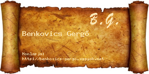 Benkovics Gergő névjegykártya